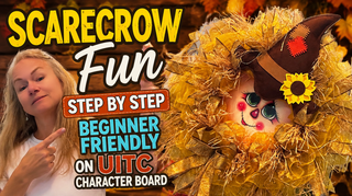DIY WREATH KIT | Scarecrow Face (created by artist Iveth Wright) | Felt Plush Hat | Fall | KIT050-26CAN
