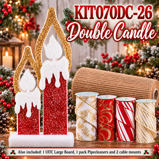 WREATH KIT  | DOUBLE CANDLE/HALO LIGHT WREATH AND/OR CENTERPIECE | CREAM/RED/GOLD/WHITE | KIT070DC-26