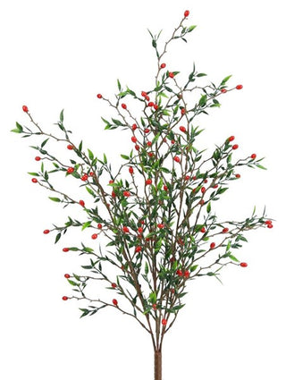 WREATH ACCENT | 21"L Mini Leaf Bush x 7 | GREEN/RED | FG5675