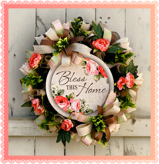 WREATH KIT | BLESS THIS HOME | Wht/Peach/Sage/Pink/Gold | KIT024-26can