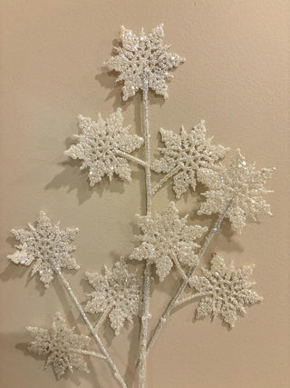 WREATH ACCENT | 29"L GLITTER SNOWFLAKE SPRAY | WHITE | XS112027