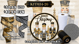 WREATH KIT | Merry Christmas Nutcracker | Bl/Wh/Gld/Silv | Kit034-26can