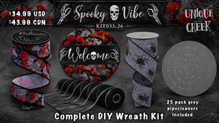 WREATH KIT | Welcome Skeletal/Roses | BL/RED/GR | Kit033-26can