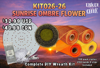 WREATH KIT | SUNRISE FLOWER  | 2 TONE RED/ORANGE/YELLOW | KIT026SF-26CAN