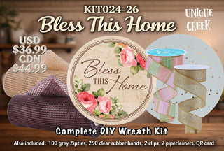 WREATH KIT | BLESS THIS HOME | Wht/Peach/Sage/Pink/Gold | KIT024-26can