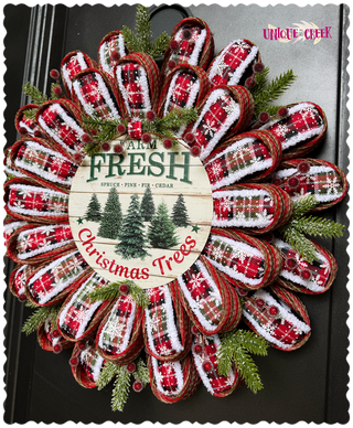 DIY WREATH KIT  | FARM FRESH TREES - DAISY CHAIN | MOSS/RED/WHITE/NATURAL | KIT067FT-26CAN