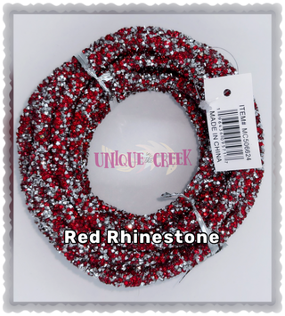 WREATH ACCENT | 15FT | DIAMOND ROLL | RHINESTONES | BLING ROPE | RED/SILVER | ACCESSORIES | MC506624