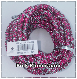 WREATH ACCENT | 15FT | DIAMOND ROLL | RHINESTONES | BLING ROPE | PINK/SILVER | ACCESSORIES | MC506622