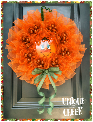 WREATH KIT | PUMPKIN FACE ON CHARACTER BOARD |ORANGE/GREEN | KIT304CH