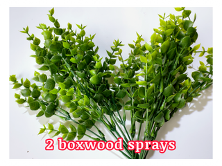 FLORAL/SPRAY | 2 BOXWOOD sprays | variegated greens | plastic