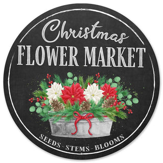 WREATH SIGN | 12"DIA | METAL | FLOWER MARKET | CHRISTMAS | MD0996