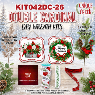 WREATH KIT | DOUBLE CARDINAL SWAG - GREENERY | SAGE/RED/WHITE | KIT042-26