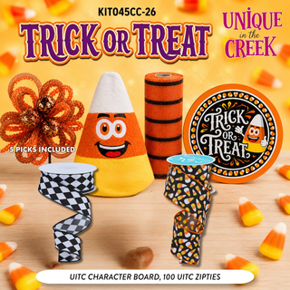 DIY WREATH KIT | CANDY CORN MAN - TRICK OR TREAT | VINYL | BLACK/ORANGE/YELLOW/BLACK | KIT045CC-26