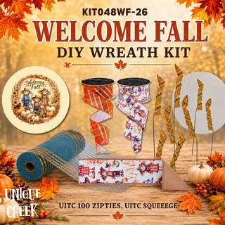 WREATH KIT | WELCOME FALL SCARECROW FAMILY | smoke blue/tan/orange | Fall | Kit048WF