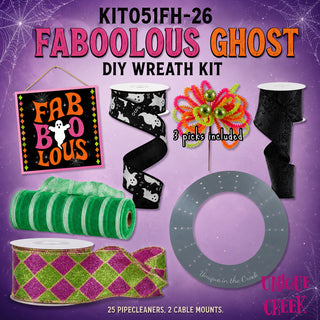 DIY WREATH KIT | FABOOLOUS GHOST | HOT PINK/ORANGE/LIME/BLACK/WHITE | HALLOWEEN | KIT051FH-26CAN