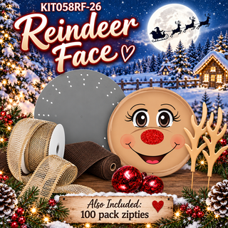 WREATH KIT  | CHRISTMAS REINDEER FACE | BROWN/TAN | KIT058RF-26CAN