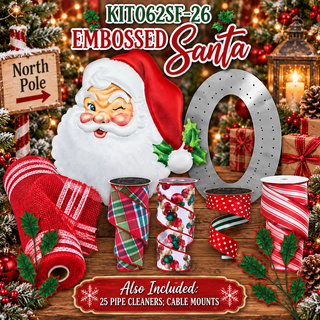 DIY WREATH KIT  | DELUXE EMBOSSED SANTA | RED/WHITE/GREEN | KIT062SF-26CAN