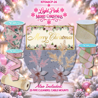 DIY WREATH KIT  | MERRY CHRISTMAS - POINSETTIA | PINK/CREAM/GOLD | KIT066CP-26CAN