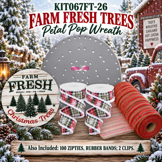 DIY WREATH KIT  | FARM FRESH TREES - DAISY CHAIN | MOSS/RED/WHITE/NATURAL | KIT067FT-26CAN