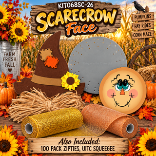 WREATH KIT | Scarecrow Face W/ Felt Plush Hat | Fall | Kit068SC-26CAN