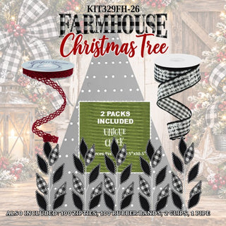 Wreath Kit | FARMHOUSE INSPIRED CHRISTMAS TREE | GREEN/BLACK/WHITE/RED | KIT329FHcan