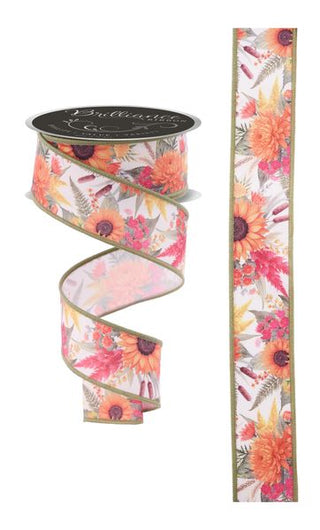 RIBBON | 1.5"X10YD | AUTUMN FLORALS | IVORY/OR/YW/RED | LS1279J8