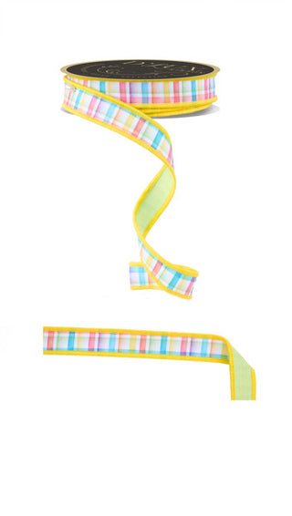RIBBON | 7/8" x 10yd Watercolor Plaid/Fused | multi pastel colors | LX1017RT