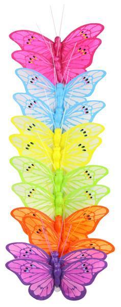 WREATH ACCENT | 3.25"L FEATHER BUTTERFLY W/CLIP | 6 ASSORTED COLORS | MB9806