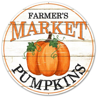 WREATH SIGN | 12" DIA METAL SIGN | Farmer's Market Pumpkin Sign | FALL | AUTUMN