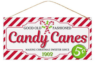 WREATH SIGN | 12"L X 6"H | TIN | CANDY CANES | WINTER | CHRISTMAS | MD0385