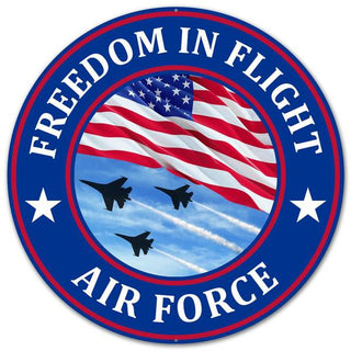 WREATH SIGN | 12" DIA | METAL SIGN | AIRFORCE | FREEDOM IN FLIGHT | PATRIOTIC | MD0451
