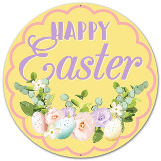 WREATH SIGN | 12" DIA | METAL SIGN | HAPPY EASTER | MD0458
