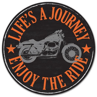 WREATH SIGN |12"DIA METAL MOTORCYCLE SIGN | BLACK/ORANGE/GREY | MD0464 - Unique in the Creek LTD