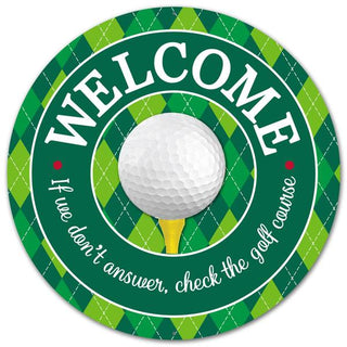 WREATH SIGN | 12" DIA | METAL SIGN | WELCOME | GOLF | MD0487