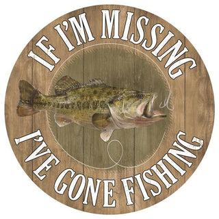 WREATH SIGN | 12" DIA | METAL SIGN | GONE FISHING | MD0490