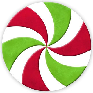 WREATH SIGN | 12"DIA | PEPPERMINT | CANDY | RED/WHITE/LIME | METAL SIGN | CHRISTMAS | MD060031