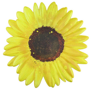 WREATH SIGN | 12"DIA METAL | EMBOSSED DAISY SIGN | YELLOW/BROWN | MD0612