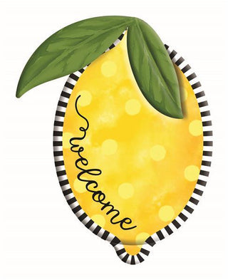 WREATH SIGN | 12"H X 9.5"W EMBOSSED WELCOME LEMON | YELLOW | MD072129
