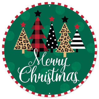 WREATH SIGN | 12"DIA METAL | TREES | MERRY CHRISTMAS | MD0745