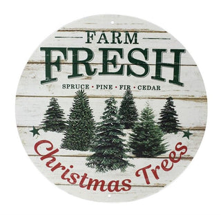 WREATH SIGN | 8"DIA | FARM FRESH | CHRISTMAS TREES | WINTER