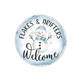 WREATH SIGN | 8"DIA METAL SIGN | FLAKES AND DRIFTERS WELCOME | MD0939
