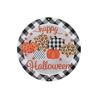 WREATH SIGN | 8"DIA METAL SIGN | HAPPY HALLOWEEN | MD0942