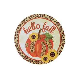 WREATH SIGN | 8"DIA | HELLO FALL | PUMPKIN/SUNFLOWER | AUTUMN | MD0945