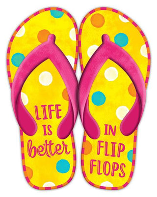 WREATH SIGN | 12.75"HX10"L METAL FLIP FLOPS SIGN | LIFE IS BETTER IN FLIP FLOPS | MD0964 | EMBOSSED