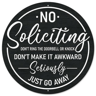 WREATH SIGN | 12"DIA METAL | NO SOLICITING SIGN | EVERYDAY | MD1021