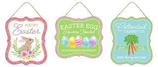 WREATH SIGN | 7"HX6"L | EMBOSSED TIN SIGN | EASTER SIGNS | 3 PACK | MD1042