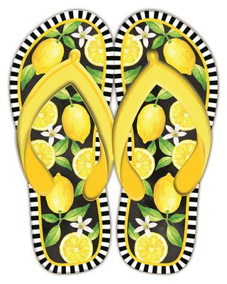 WREATH SIGN | 12.75"HX10"L METAL FLIP FLOPS SIGN | RED/PNK/GRN/LIME/BLK | LEMONS| MD1090 | EMBOSSED