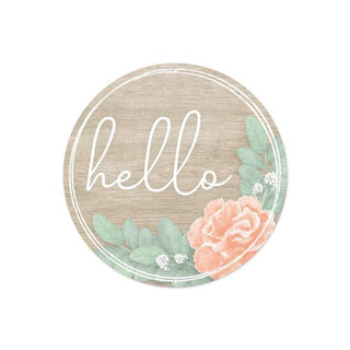 WREATH SIGN | 8"DIA METAL HELLO SIGN | TAN/SAGE/PINK/WHITE | MD1116