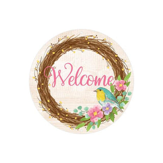 WREATH SIGN | 8"DIA | WELCOME | BIRD WITH NEST | EVERYDAY - Unique in the Creek LTD