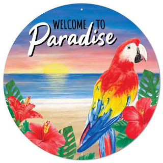 WREATH SIGN | 12"DIA | WELCOME TO PARADISE | SUMMER SIGN